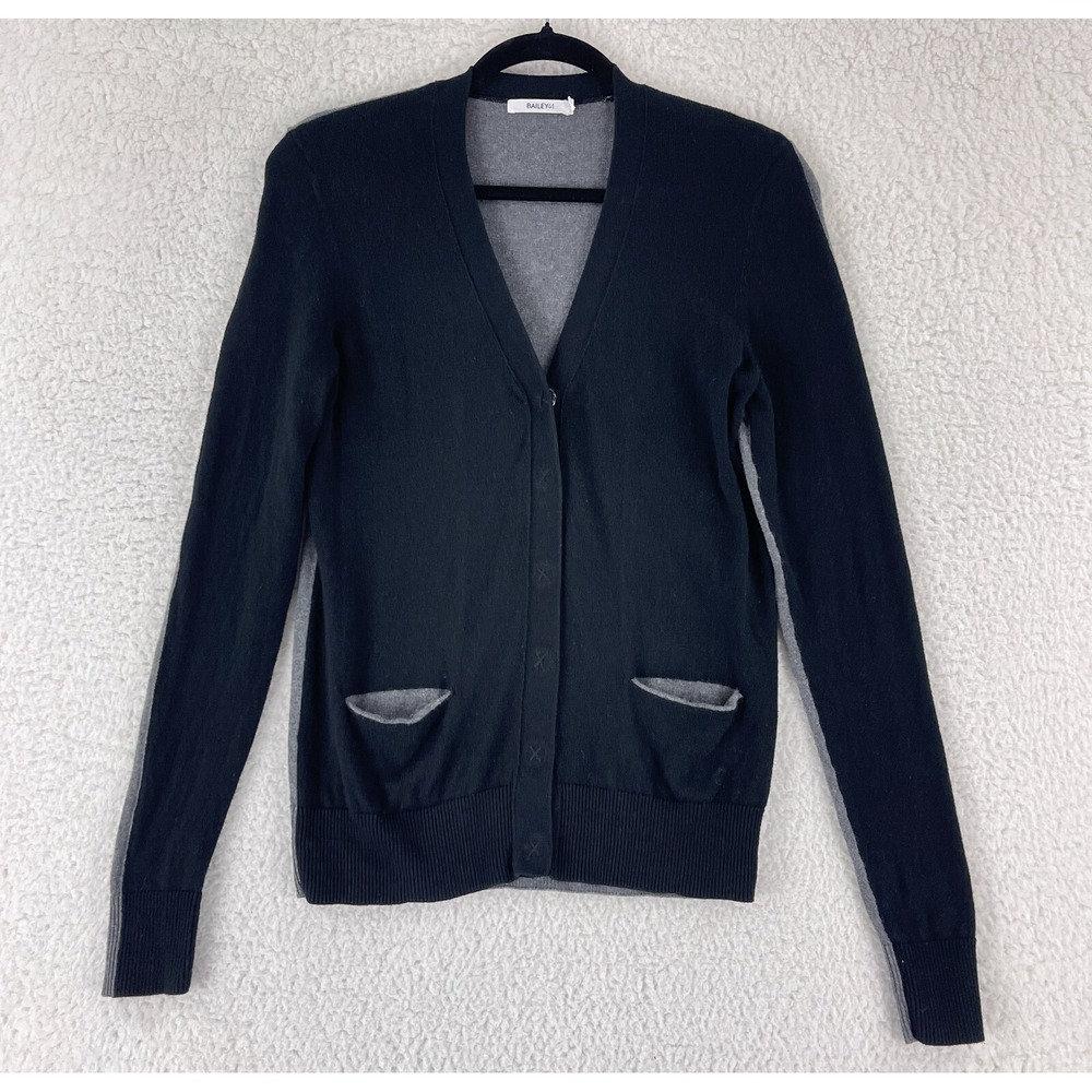Bailey 44 Cardigan Sweater Womens Small Black Snap Button Long‎ Sleeve V-Neck